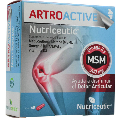 Nutriceutic Artroactive 40 Caps Con Msm Para Dolor Articular Sabor No