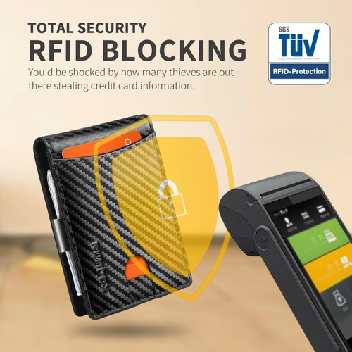 Runbox Cartera De Bloqueo Rfid Para Hombre Delgada Con 11 Ra