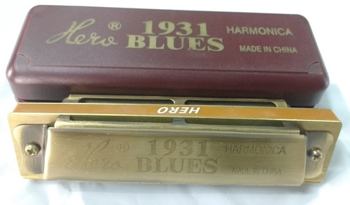 Armonica Hero Blues Bronze 10 Voces Color Oro Viejo