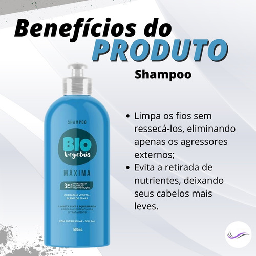 Kit 02 Shampoo + Condicionador Máxima 3 Em 1 Bio Vegetais