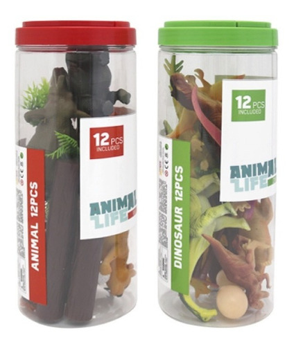 Set Tubo Muñecos Accesorios Animal Life 12 Piezas Ik0122
