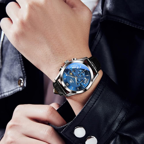 Olevs Reloj Redondo Para Hombre Con Esfera Grande, Correa De