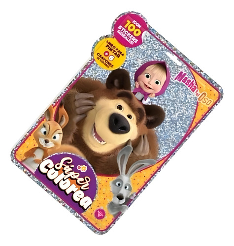 Super Colorea Masha Y El Oso Libro Para Colorear + Stickers