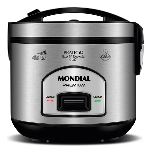 Panela Elétrica De Arroz Mondial 500w - Pe-43-6x Preto/inox 127v 60 Hz