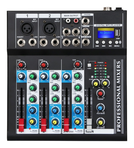 Depusheng Ht4 Mini Mezclador Consola De Audio De 4 Canales