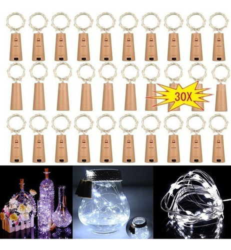 Z Botella De Vino Con 15 Luces Led, 0,75 M Con Corcho, 30