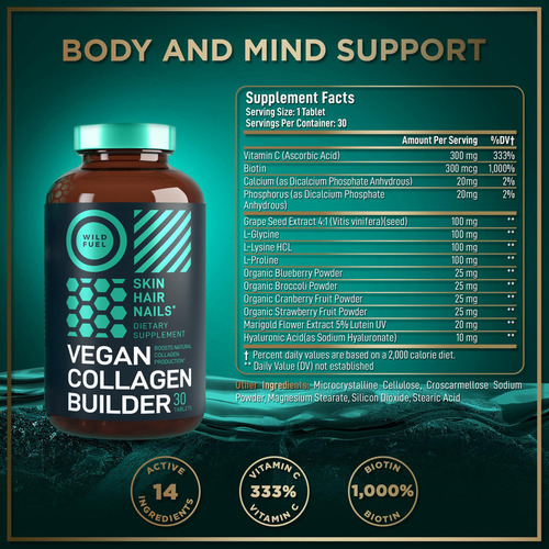 Tabletas Constructoras De Colágeno Vegano - Suplementos De