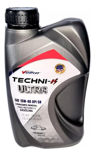 Aceite Sae 15w-40 Mineral Api Sn Velko Techni-k Ultra