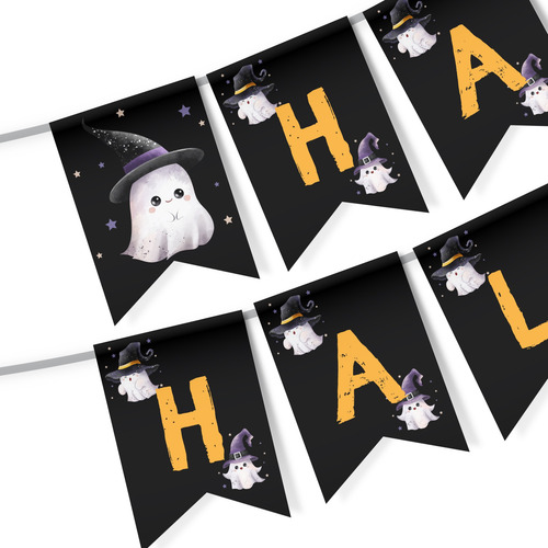 Kit Imprimible Banderines Halloween Editable En Canva
