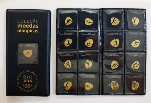 Álbum Para 17 Moedas Das Olimpíadas Rio 2016 - Estojo Preto