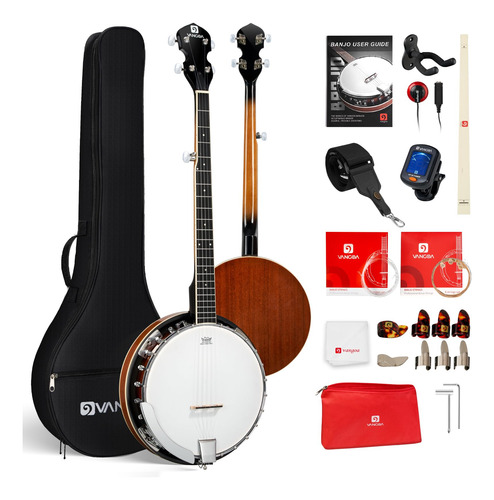 Banjo Vangoa Vbj-50 De 5 Cuerdas De Tamaño Completo Con Kit