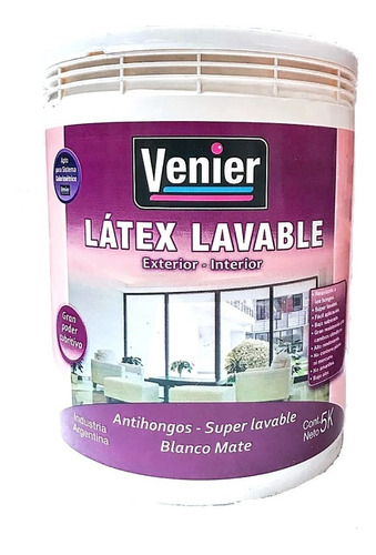 Latex Interior Exterior 4 Litros Lavable Antihongos Venier