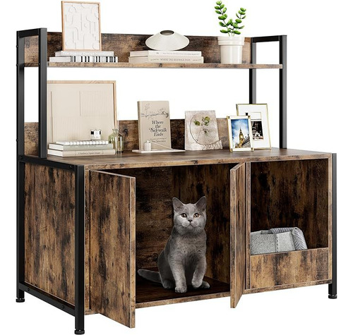 Gabinete De Almacenamiento Para Gatos, Color Madera De Tigre Heaimo Color Madera De Tigre