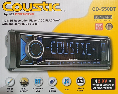 Estereo Un Din. Coustic. Co-550bt .quita Cara. Multicolor.