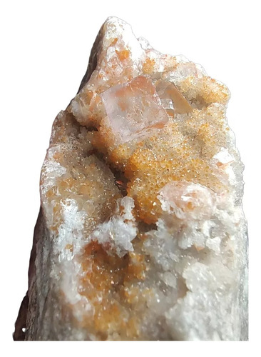 274g Fluorita Cúbica Naranja Calcita Specimen Raro