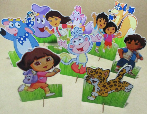 Kit 10 Display Dora Aventureira Decoração De Mesa Festas