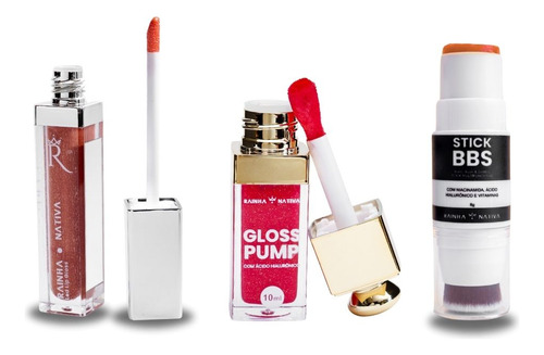 Kit Bbs Red+ Gloss Pump Rose + Gloss Led Com Espelho Cor 3