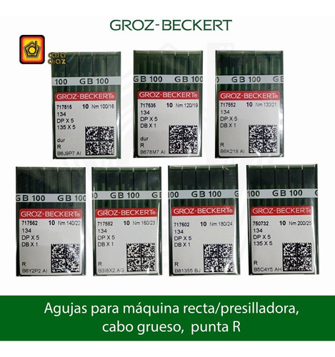 Imagen 2 de 3 de Agujas Groz-beckert 135x5 Para Máquina Recta, Cabo Grueso
