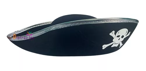 Diadema Modelo Mini Sombrero Pirata Disfraz Mujer Cosplay Color Negro