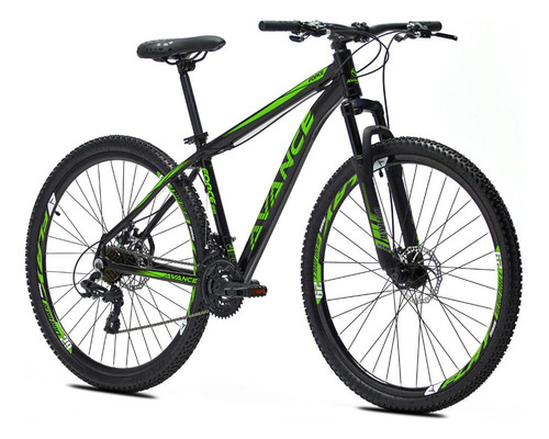 Bicicleta Aro 29 Alumínio Avance Force 24 Vel Freio A Disco Cor Preto E Verde Tamanho Do Quadro L