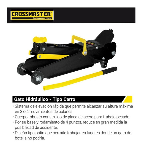 Imagen 2 de 3 de Crique Carrito 2tn Hidráulico Gato 420mm Crossmaster Bta
