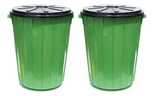 Set X2 Cestos De Basura 70litros Verde Negro Consorcio