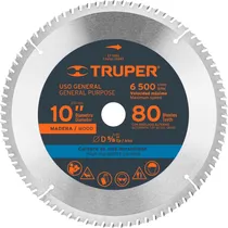 Comprar Disco Corte Madera Placas Mdf Osb Truper 80 Dientes 10''