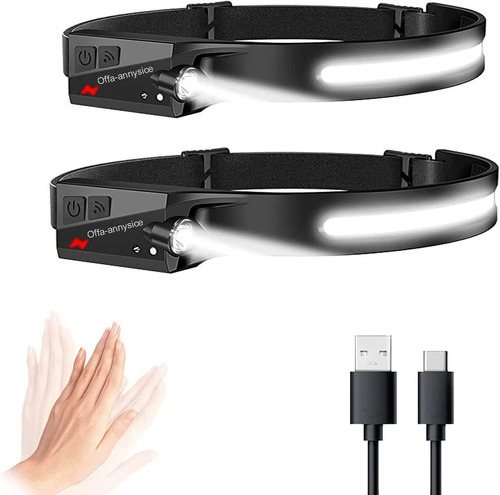 Linterna Frontal Led Recargable Usb 350 Lumenes - 2 Unidades