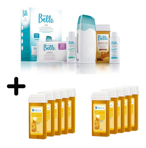 Kit Depilação Roll-on Bivolt Depil Bellla + 10 Cera Refil