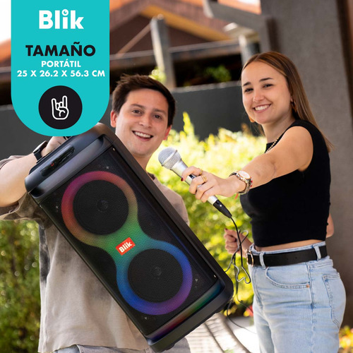 Parlante Bluetooth Karaoke Blik Lightmax6 Color Negro