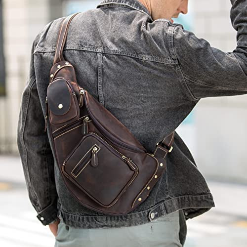 Polare Full Grain Leather Cross Body Sling Bag Peito Mochil