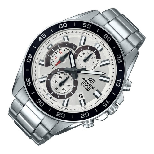 Reloj Casio Edifice Efv-550d Cronografo Acero W.r.100m Color del fondo Blanco