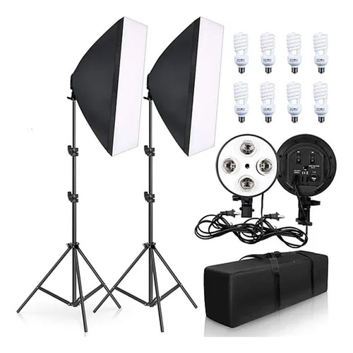 Kit De Iluminacion Continua Doble Softbox Parante 8 Focos