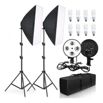 Comprar Kit De Iluminacion Continua Doble Softbox Parante 8 Focos