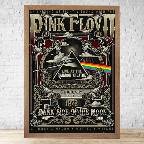 Cuadro Pink Floyd 30x40 Cm Vidrio Ideal Para Colgar C992 Marrón Claro Clasico