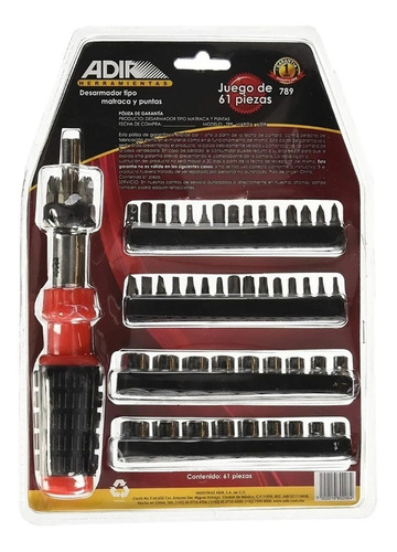 Kit 61 Dados Desarmador Tipo Matraca Puntas Herramienta Adir