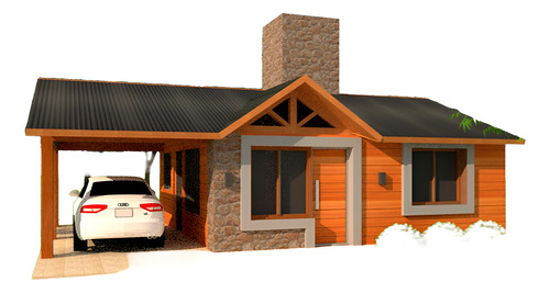 Plano Cabaña Proyecto Completo 2 Dormitorios Galeria Cochera