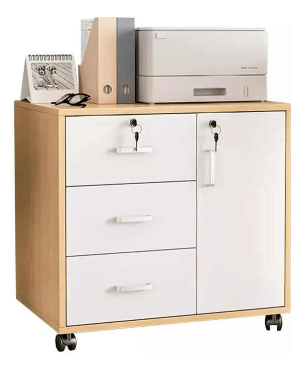 Archivador 4 Cajones Mandag Wigeti Madera Negro Con Ruedas 60x34x59 cm
