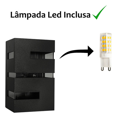 2 Arandela Massuia Externa E Interna Com Lâmpada Led