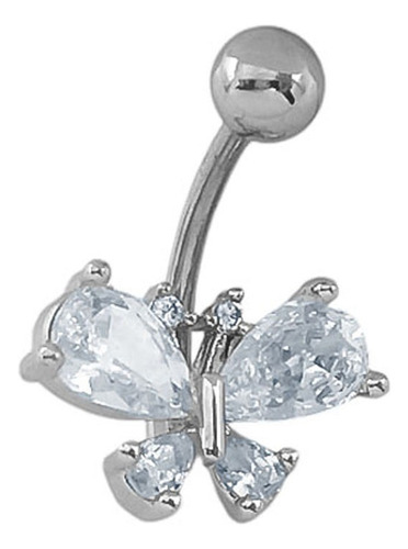 Mariposa Cubic Ombligo Piercing Acero Quirurgico C:10774 Plateado