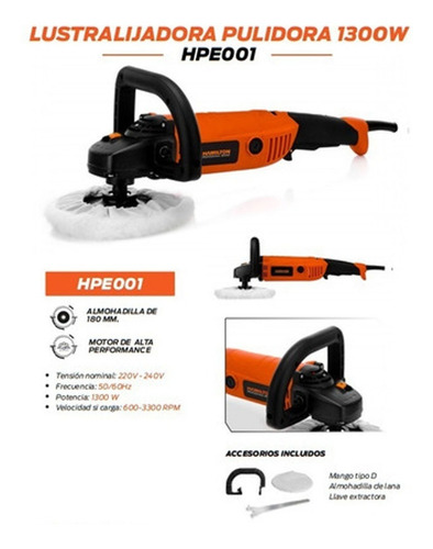 Imagen 4 de 9 de Pulidora Autos Electrica 1300w Hamilton + Regalo