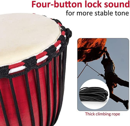 Imagen 5 de 7 de Kmise Djembe - Bongos De Mano Africanos (caoba, Piel De Cab.