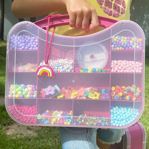 Kit Miçangas Coloridas Infantil P/ Montar Pulseiras 2400 Pçs