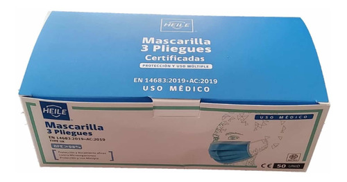 Mascarilla Uso Medico 3 Pliegues 50und - Embalaje 2000 Unds Color Celeste