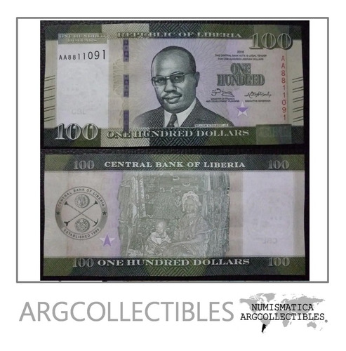 Liberia Billete 100 Dolares Unc Pick New 2016