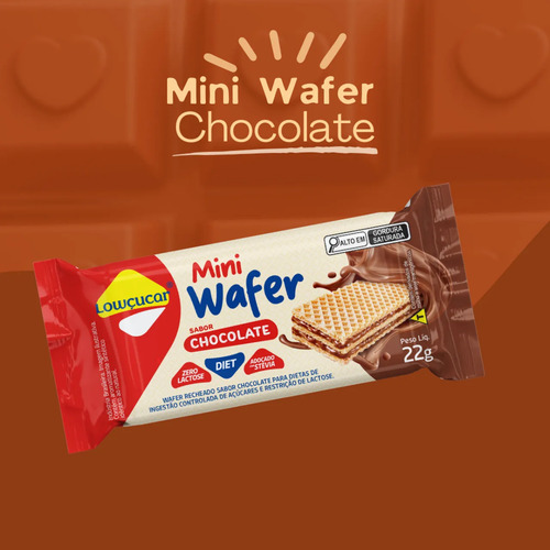 Mini Wafer De Chocolate Diet Lowçucar 22g Caixa Com 20 Unid.