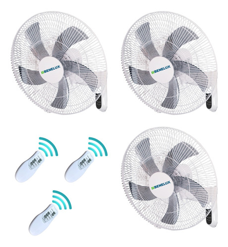 3pzs Ventilador Pared 18´´ 3 Velocidad 5aspas Control Remoto