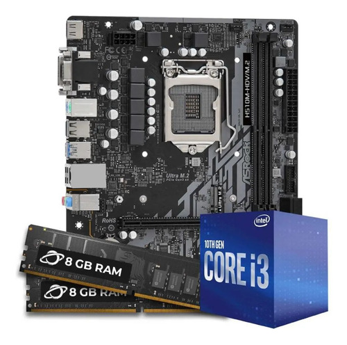 Kit Upgrade H510m-hvs + Intel 10ageração I3 10100 16gb Ddr4