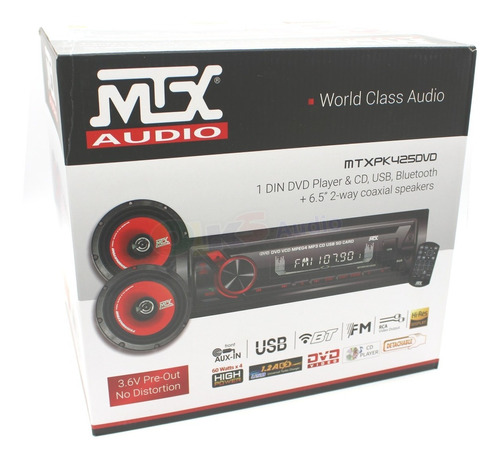 Paquete Autoestereo Con Bocinas 6.5 Bt Usb Mtx Mtxpk425dvd