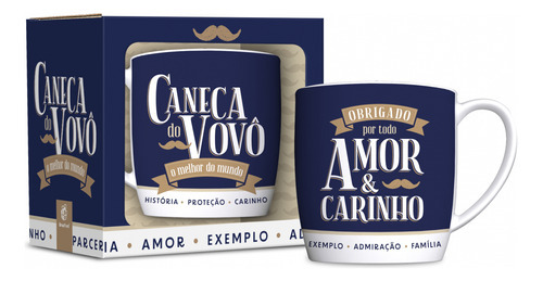 Caneca Porcelana Urban 300ml Familia - Vovo O Melhor Cor Azul